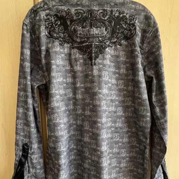 FENDER Custom Shop Rock And Roll Religion Mens Small Cotton Shirt Blue Geometric - Picture 4 of 10